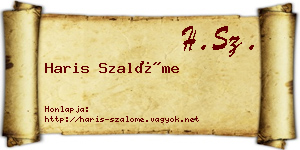 Haris Szalóme névjegykártya